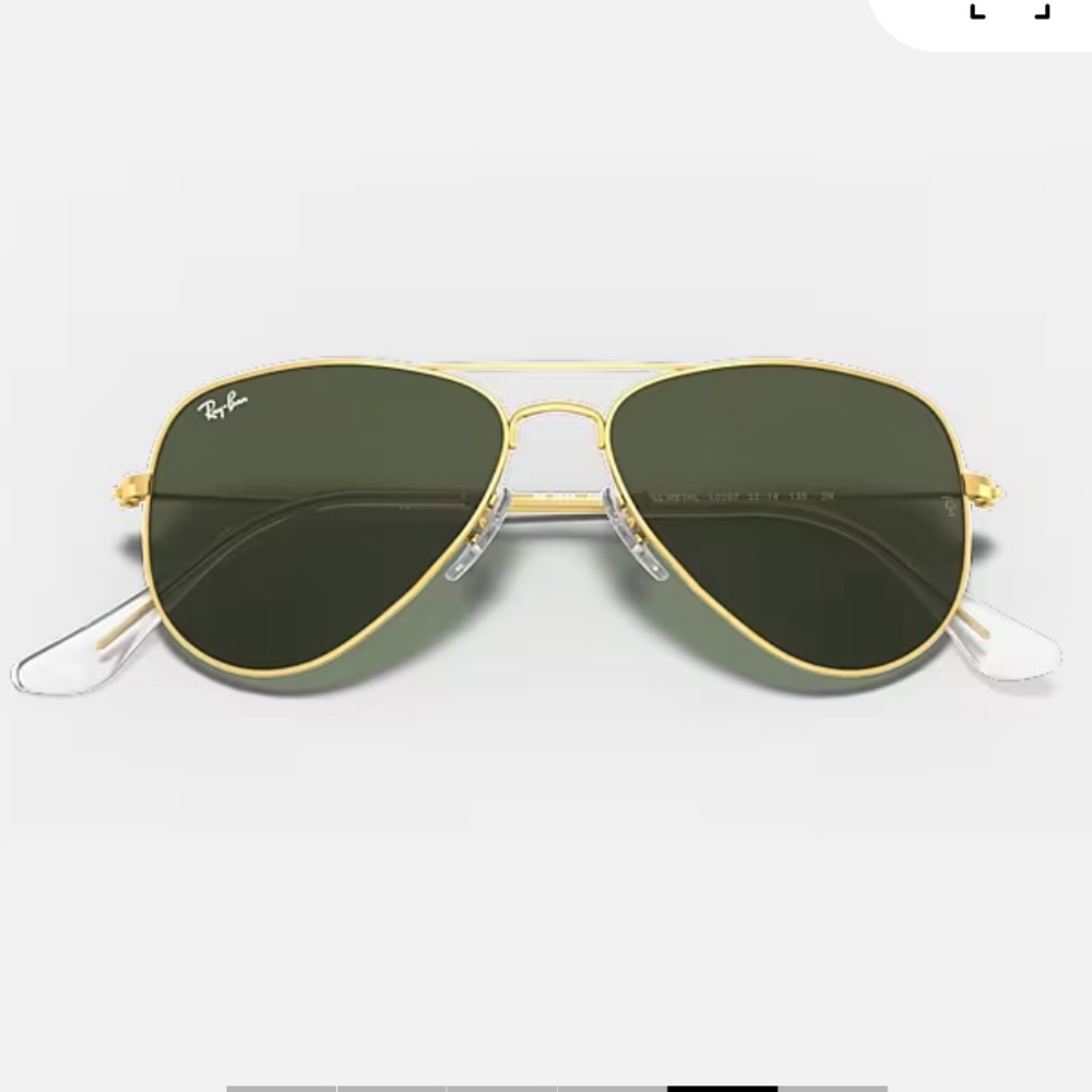 Ray Ban Aviators Extra-Small: gold frame, green lenses